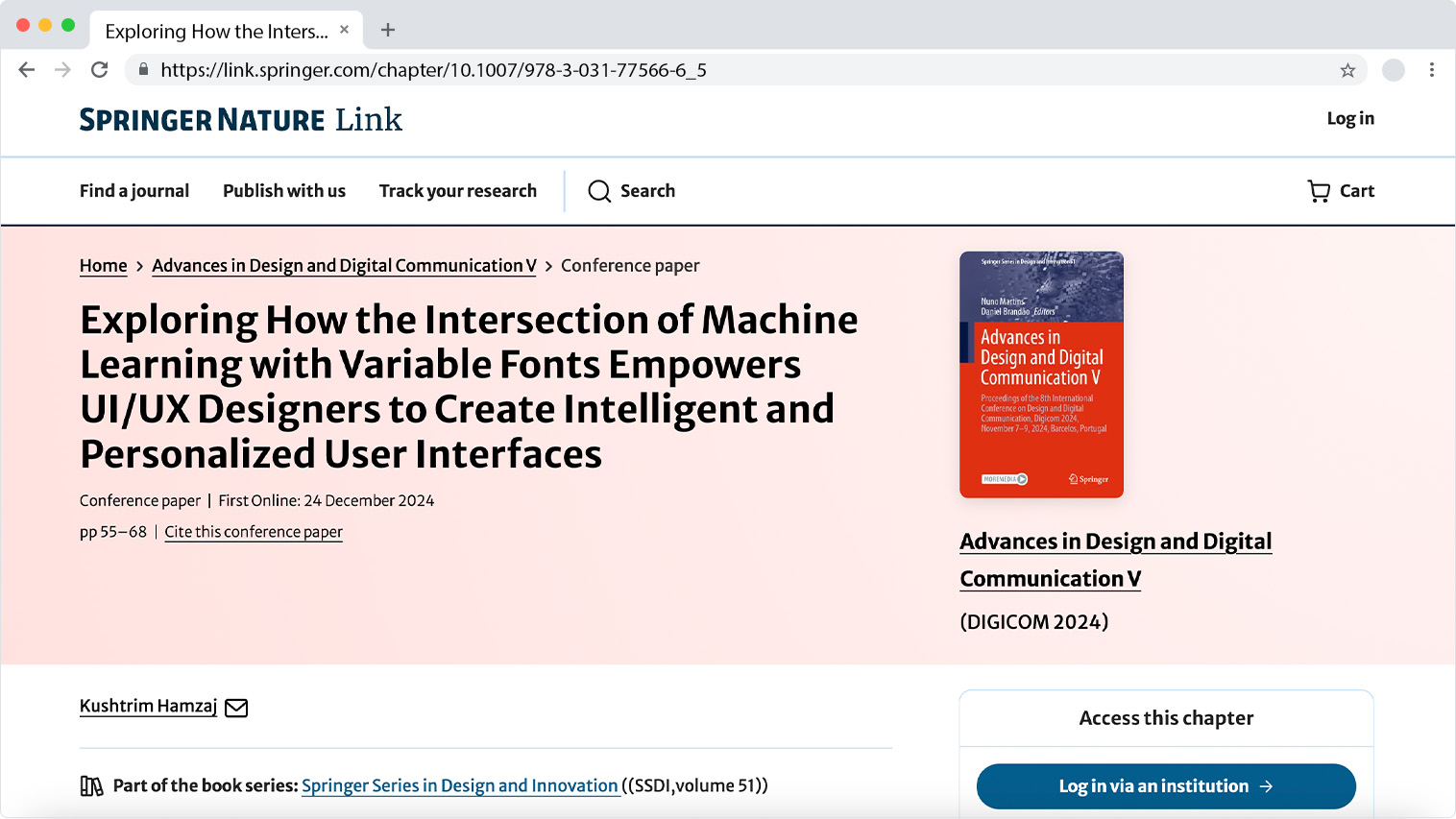 Springer publication – Advances in Design and Digital Communications DIGICOM 2024