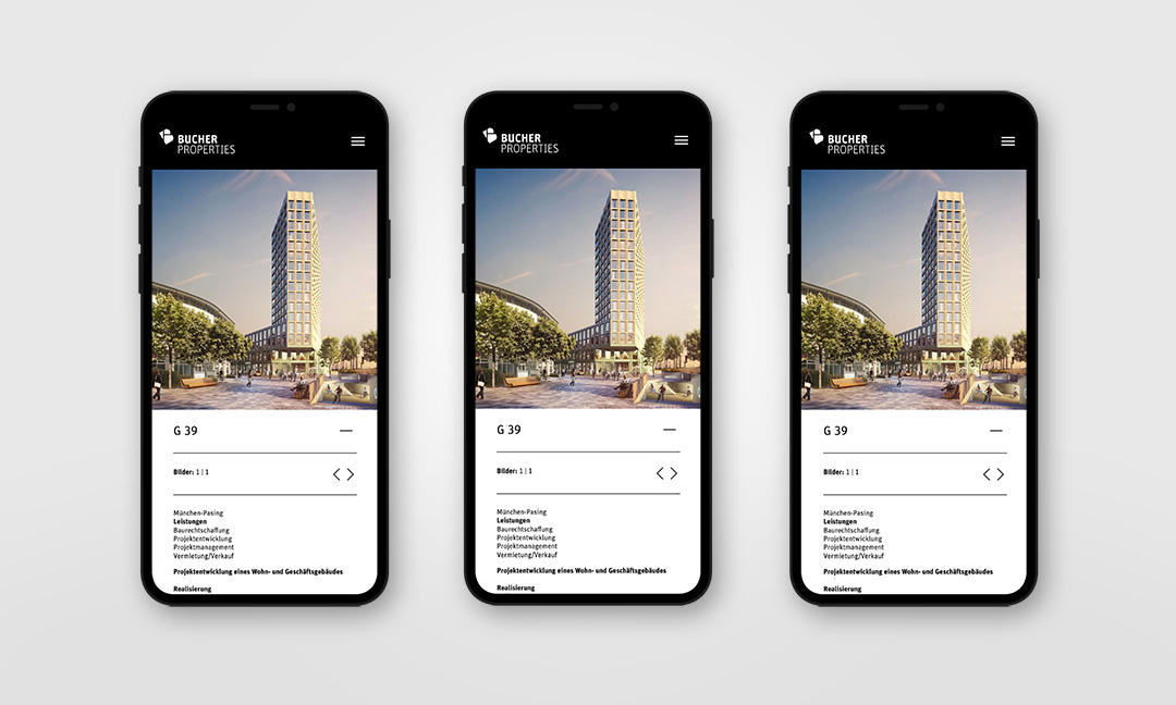 Bucher Properties real estate website – mobile responsive UI design