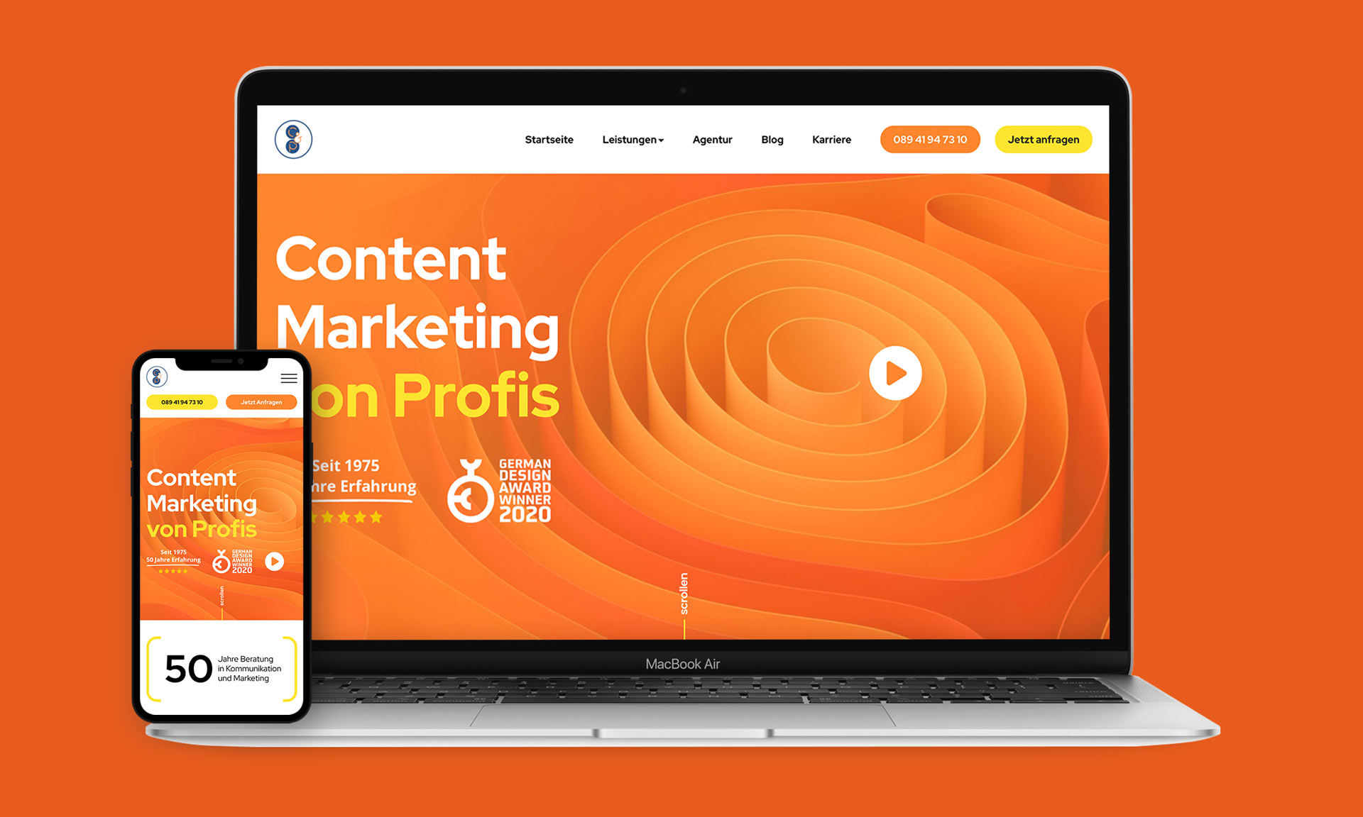 Content marketing website UX and UI design overview for Söllner Communications